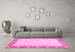 Machine Washable Oriental Pink Modern Rug in a Living Room, wshabs4052pnk