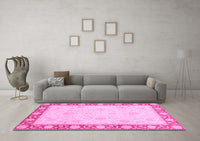 Machine Washable Oriental Pink Modern Rug, wshabs4052pnk