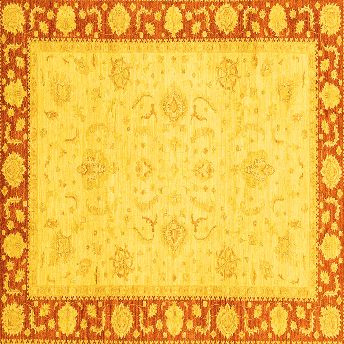 Square Machine Washable Oriental Yellow Modern Rug, wshabs4052yw