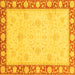 Square Machine Washable Oriental Yellow Modern Rug, wshabs4052yw