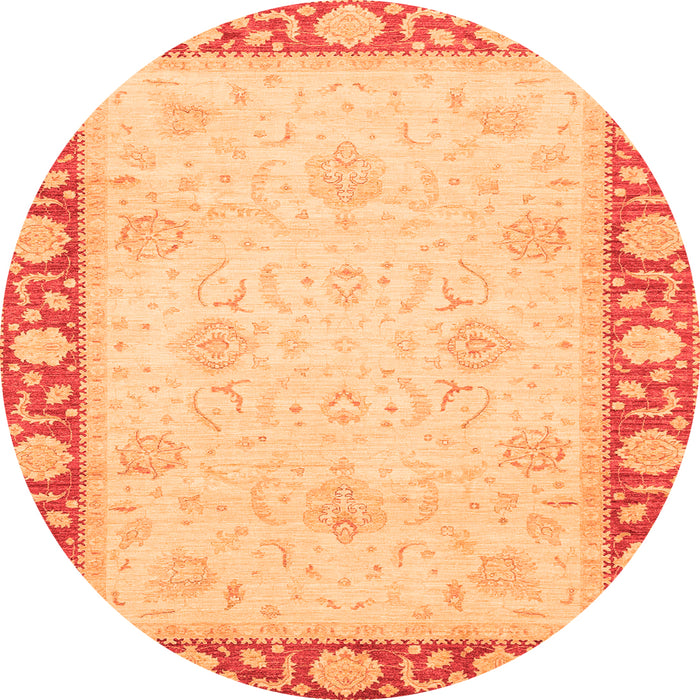 Round Oriental Orange Modern Rug, abs4052org