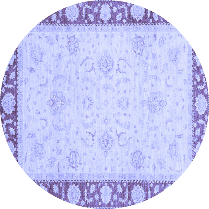 Round Machine Washable Oriental Blue Modern Rug, wshabs4052blu