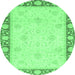 Round Oriental Emerald Green Modern Rug, abs4052emgrn