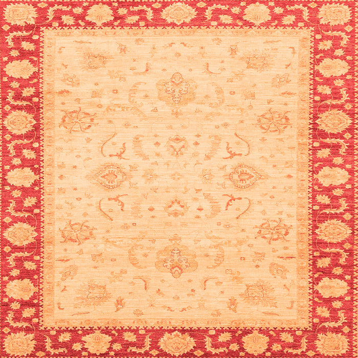 Square Machine Washable Oriental Orange Modern Area Rugs, wshabs4052org