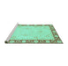 Sideview of Machine Washable Oriental Turquoise Modern Area Rugs, wshabs4052turq