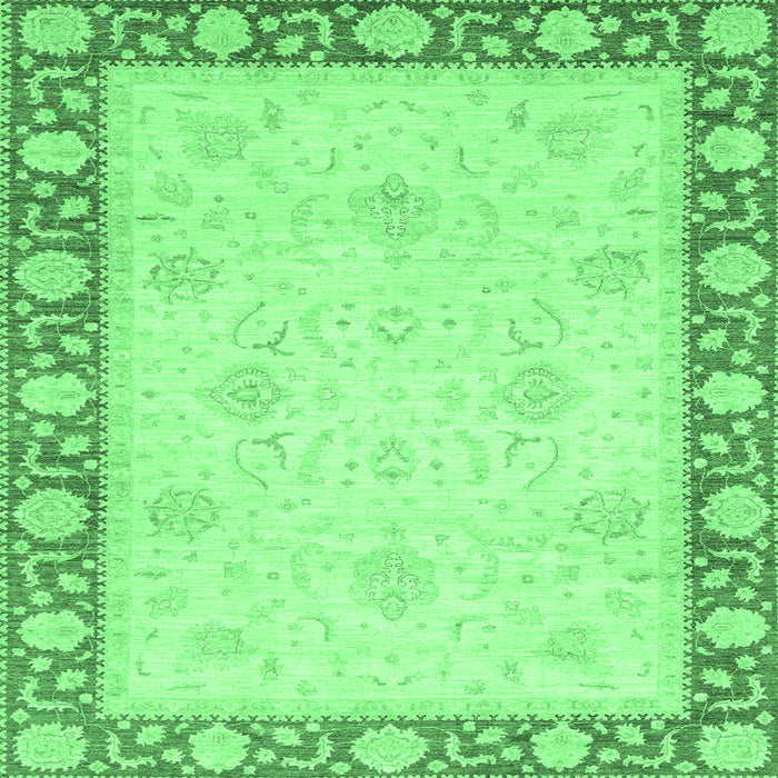 Square Machine Washable Oriental Emerald Green Modern Area Rugs, wshabs4052emgrn