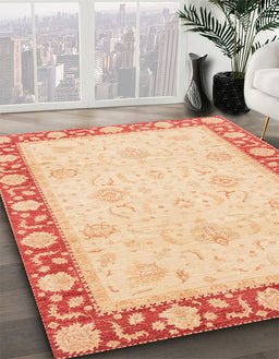 Machine Washable Abstract Brown Gold Rug in a Family Room, wshabs4052