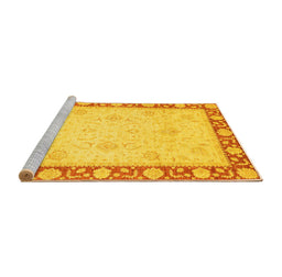 Sideview of Machine Washable Oriental Yellow Modern Rug, wshabs4052yw