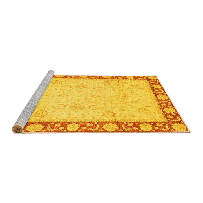 Sideview of Machine Washable Oriental Yellow Modern Rug, wshabs4052yw