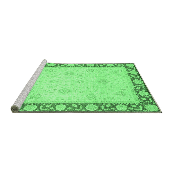 Sideview of Machine Washable Oriental Emerald Green Modern Area Rugs, wshabs4052emgrn