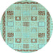 Round Oriental Light Blue Modern Rug, abs4053lblu