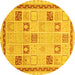 Round Oriental Yellow Modern Rug, abs4053yw