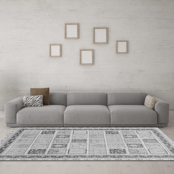 Machine Washable Oriental Gray Modern Rug in a Living Room,, wshabs4053gry