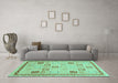 Machine Washable Oriental Turquoise Modern Area Rugs in a Living Room,, wshabs4053turq