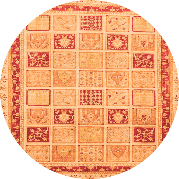 Round Oriental Orange Modern Rug, abs4053org