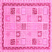 Square Machine Washable Oriental Pink Modern Rug, wshabs4053pnk