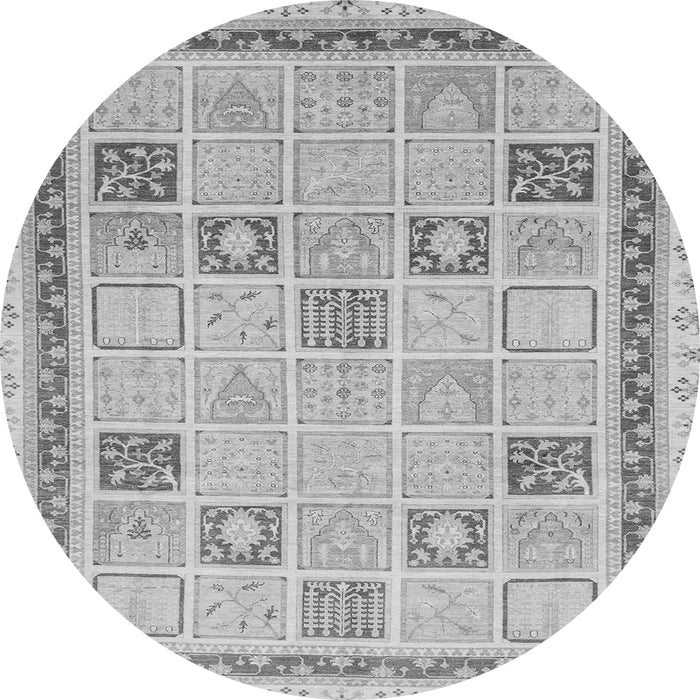 Round Machine Washable Oriental Gray Modern Rug, wshabs4053gry