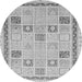 Round Machine Washable Oriental Gray Modern Rug, wshabs4053gry