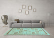 Machine Washable Oriental Light Blue Modern Rug in a Living Room, wshabs4053lblu