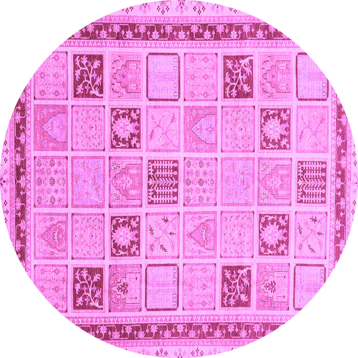Round Machine Washable Oriental Purple Modern Area Rugs, wshabs4053pur