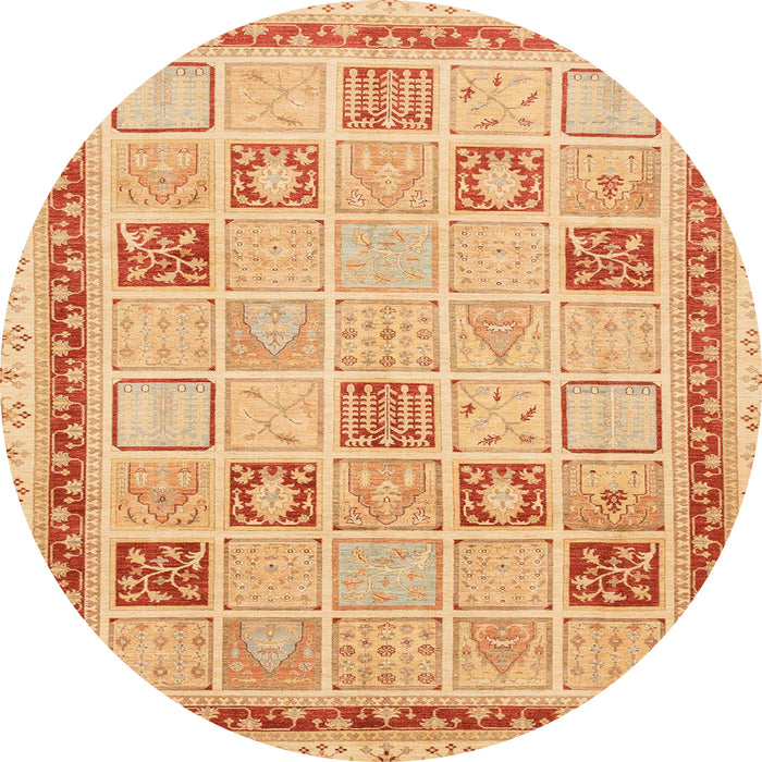 Round Machine Washable Abstract Orange Rug, wshabs4053