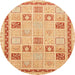 Round Machine Washable Abstract Orange Rug, wshabs4053