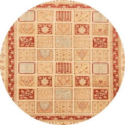 Round Abstract Orange Oriental Rug, abs4053