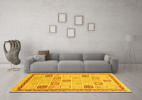 Machine Washable Oriental Yellow Modern Rug, wshabs4053yw