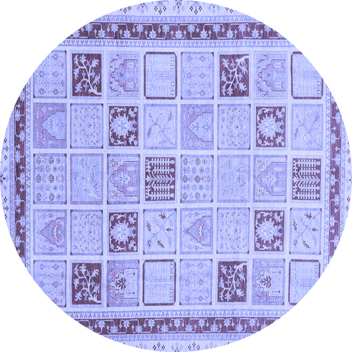 Round Machine Washable Oriental Blue Modern Rug, wshabs4053blu