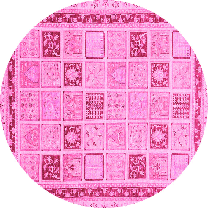 Round Oriental Pink Modern Rug, abs4053pnk