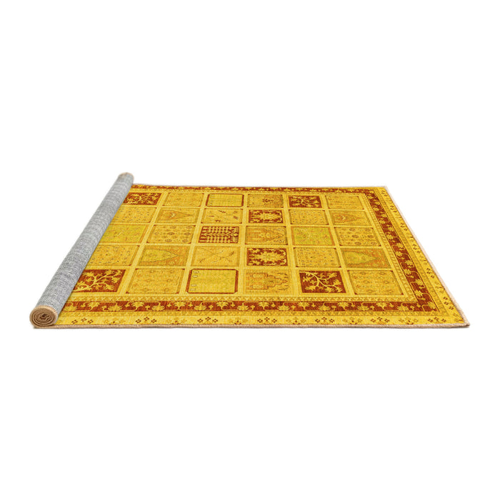 Sideview of Machine Washable Oriental Yellow Modern Rug, wshabs4053yw