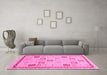 Machine Washable Oriental Pink Modern Rug in a Living Room, wshabs4053pnk