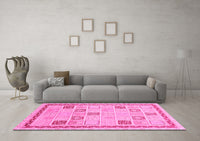 Machine Washable Oriental Pink Modern Rug, wshabs4053pnk