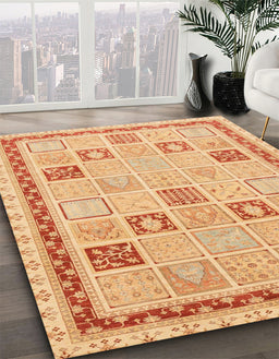 Machine Washable Abstract Orange Rug in a Family Room, wshabs4053