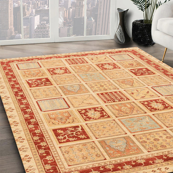 Machine Washable Abstract Orange Rug in a Family Room, wshabs4053