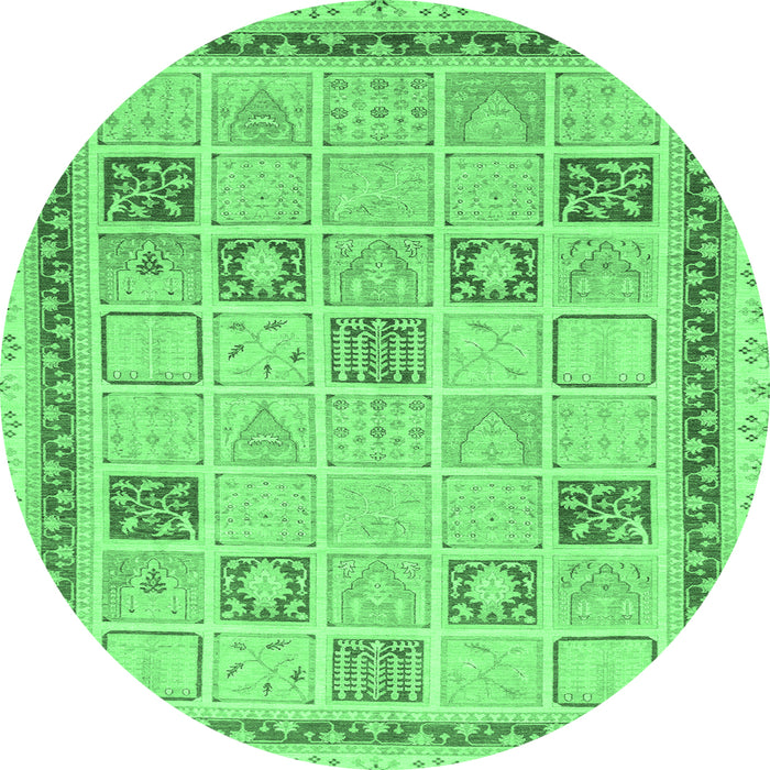 Round Oriental Emerald Green Modern Rug, abs4053emgrn