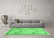 Machine Washable Oriental Emerald Green Modern Area Rugs in a Living Room,, wshabs4053emgrn