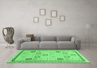 Machine Washable Oriental Emerald Green Modern Rug, wshabs4053emgrn