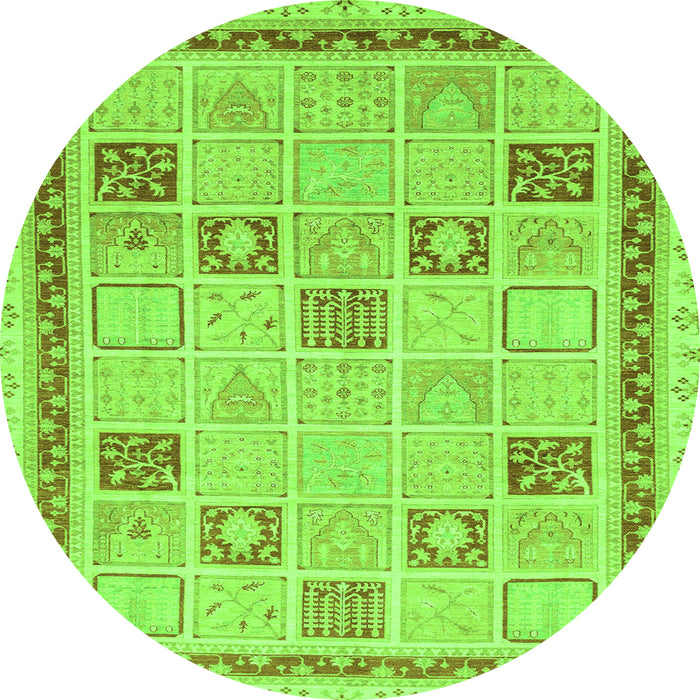 Round Oriental Green Modern Rug, abs4053grn