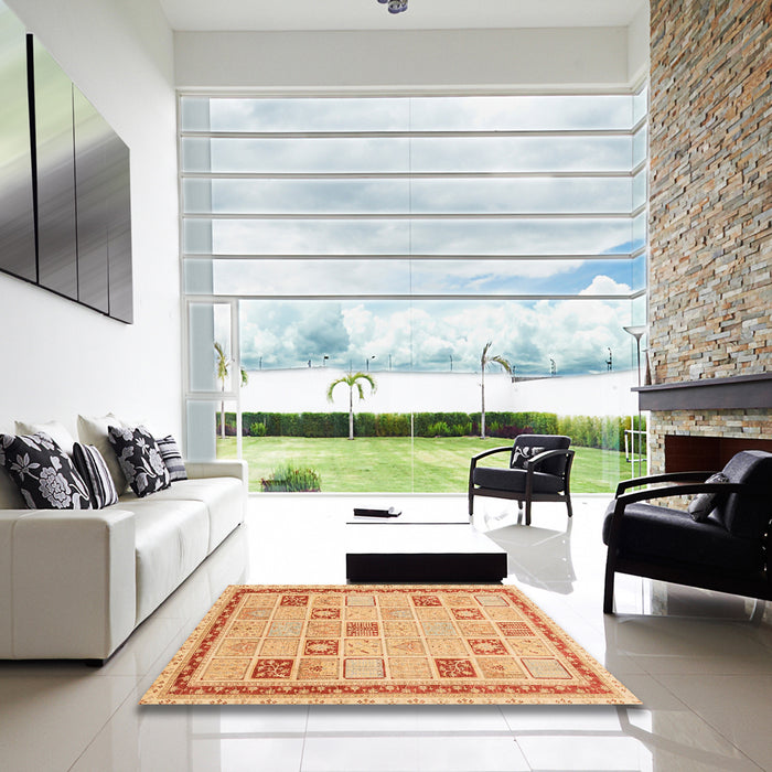 Square Machine Washable Abstract Orange Rug in a Living Room, wshabs4053
