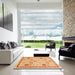 Square Machine Washable Abstract Orange Rug in a Living Room, wshabs4053