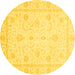 Round Oriental Yellow Traditional Rug, abs4054yw