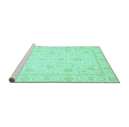 Sideview of Machine Washable Oriental Turquoise Traditional Area Rugs, wshabs4054turq