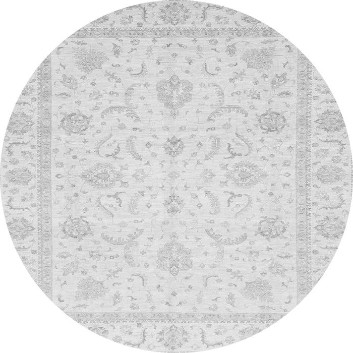 Round Machine Washable Oriental Gray Traditional Rug, wshabs4054gry