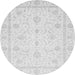 Round Machine Washable Oriental Gray Traditional Rug, wshabs4054gry