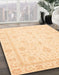 Abstract Sun Yellow Oriental Rug in Family Room, abs4054