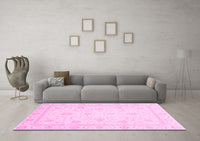 Machine Washable Oriental Pink Traditional Rug, wshabs4054pnk