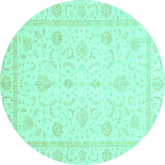 Round Oriental Turquoise Traditional Rug, abs4054turq