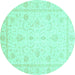 Round Oriental Turquoise Traditional Rug, abs4054turq