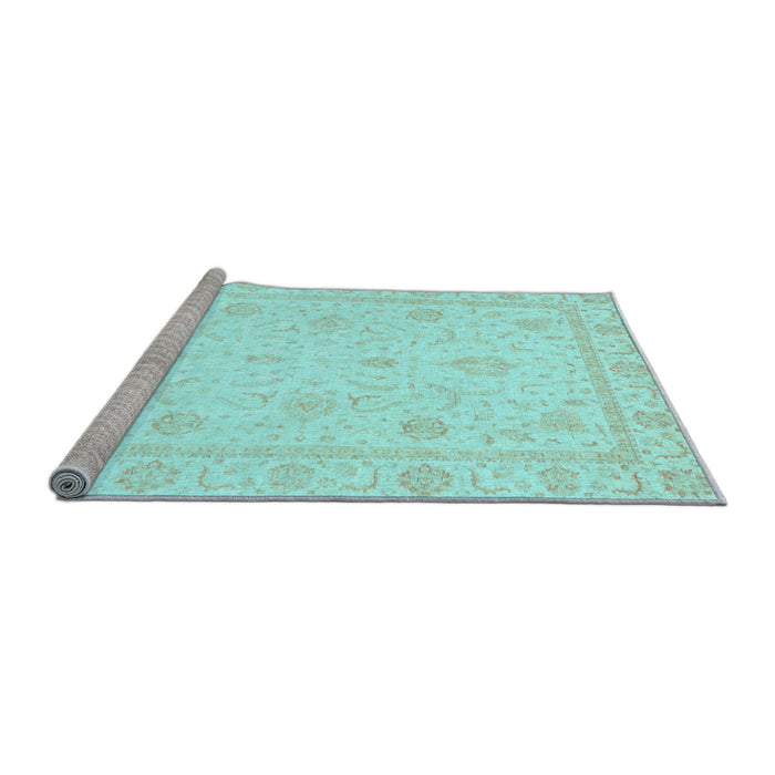 Sideview of Machine Washable Oriental Light Blue Traditional Rug, wshabs4054lblu